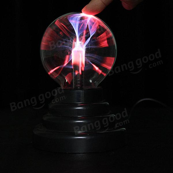 Luz de bola de plasma Lámpara de bola de plasma de vidrio de 4/6 pulgadas  Control de voz Esfera electrostática Luz intermitente USB Bola mágica  Trueno