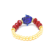 Cargar imagen en el visor de la galería, Pulsera Perlas Piedras Rojas Pez Dama