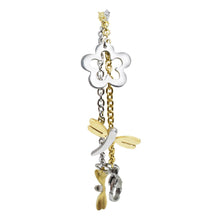 Cargar imagen en el visor de la galería, Pulsera Flores y Libélulas Plateado Dorado Acero Inoxidable Mujer