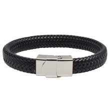 Cargar imagen en el visor de la galería, Pulsera Piel Trenzada con Broche Cuadrado Acero Inoxidable