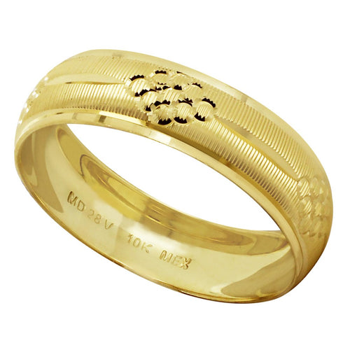 Anillo Argolla de Matrimonio Ancho Diamantada Racimo Oro 10K