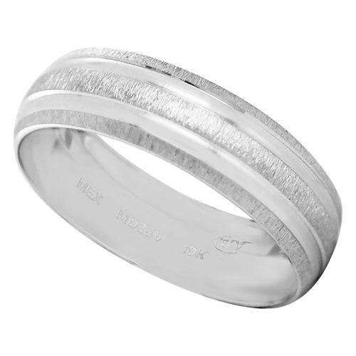 Anillo Argolla de Matrimonio Satinada Lisa Oro Blanco 10K