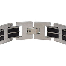 Cargar imagen en el visor de la galería, Pulsera De Caucho Con Eslabón Acero Inoxidable Caballero