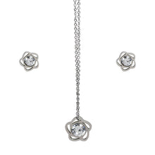 Cargar imagen en el visor de la galería, Juego Collar y Aretes de Flor Piedra Acero Inoxidable Mujer