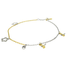 Cargar imagen en el visor de la galería, Pulsera Flores y Libélulas Plateado Dorado Acero Inoxidable Mujer