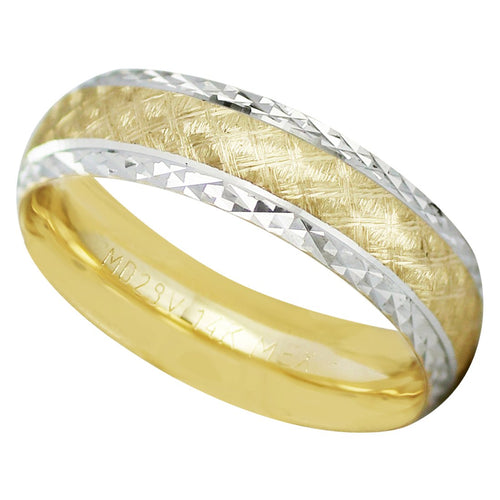 Anillo Argolla Matrimonio Satinada Orilla Diamantada Oro 14k