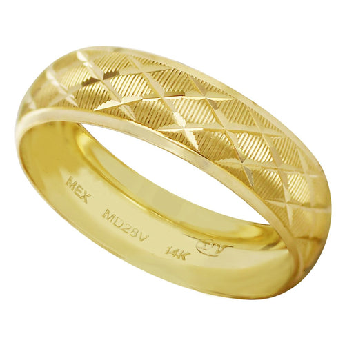 Anillo Argolla de Matrimonio Facetada Oro 14k