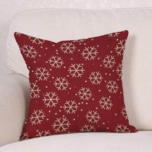 Cargar imagen en el visor de la galería, Funda de Almohada Cojín Rojo Copos de Nieve