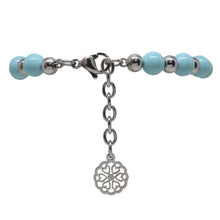 Cargar imagen en el visor de la galería, Pulsera Piedras Azul Dije Corona Corazones Acero Inoxidable Mujer