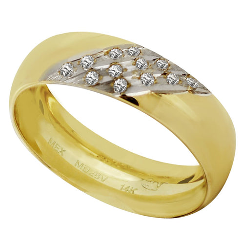 Anillo Argolla de Matrimonio Lisa 12 Zirconias Oro 14k