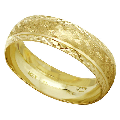 Anillo Argolla Matrimonio Satinada Orilla Diamantada Oro 14k