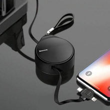 Cargar imagen en el visor de la galería, Cable Retractil Carga Baseus 3 en 1 Usb/Tipo C/Lighting