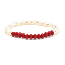 Cargar imagen en el visor de la galería, Pulsera Piedras Blancas y Rojas Perlas Dama