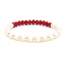 Cargar imagen en el visor de la galería, Pulsera Piedras Blancas y Rojas Perlas Dama