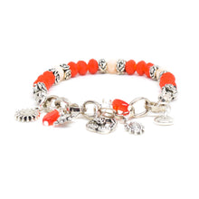Cargar imagen en el visor de la galería, Pulsera Piedras Naranjas y Dijes en Plata