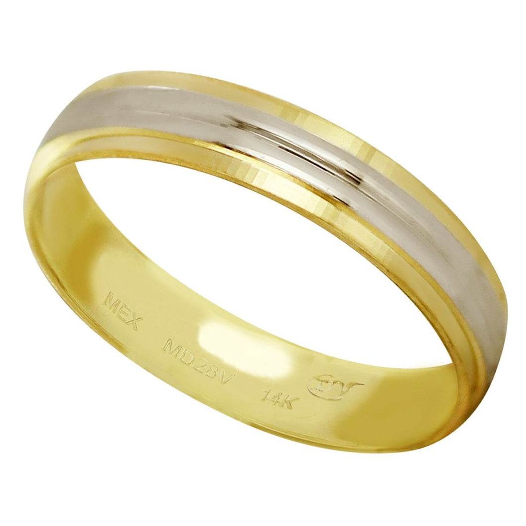 Anillo Argolla de Matrimonio Lisa Combinada Oro 14k