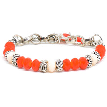 Cargar imagen en el visor de la galería, Pulsera Piedras Naranjas y Dijes en Plata