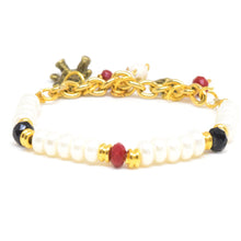 Cargar imagen en el visor de la galería, Pulsera Perlas Detalles Dorados Dama