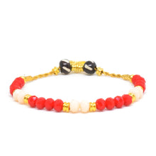 Cargar imagen en el visor de la galería, Pulsera Piedras Rojas Detalles Dorados Dije de Ángel
