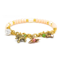 Cargar imagen en el visor de la galería, Pulsera Piedras Beige Toques Dorados Dijes