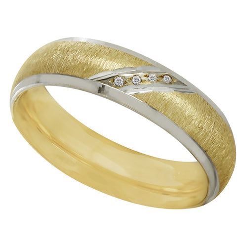 Anillo Argolla de Matrimonio Diamantada 4 Zirconias Oro 14k