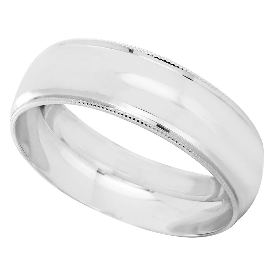 Anillo Argolla de Matrimonio Lisa Ribeteada Oro Blanco 10K