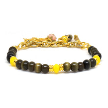 Cargar imagen en el visor de la galería, Pulsera Piedras Negras con Cadena y Dijes Dama