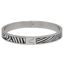 Cargar imagen en el visor de la galería, Pulsera Brazalete Textura De Cebra Acero Inoxidable Dama
