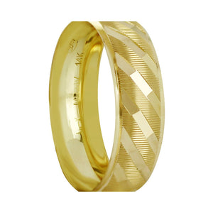 Anillo Argolla de Matrimonio Facetada en Diagonal Oro 14k