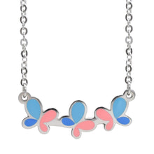 Cargar imagen en el visor de la galería, Juego de Collar y Aretes Mariposa Rosa y Azul Mujer