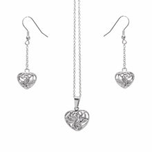 Cargar imagen en el visor de la galería, Juego Collar y Aretes Corazón Piedras Acero Inoxidable Mujer