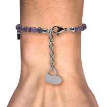 Cargar imagen en el visor de la galería, Pulsera Morada Dije De Cruz y Corazón Acero Inoxidable Dama