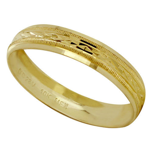 Anillo Argolla Matrimonio Ribeteada Diamantada Rombo Oro 10K