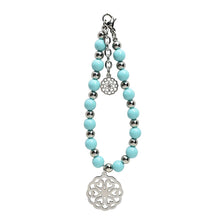 Cargar imagen en el visor de la galería, Pulsera Piedras Azul Dije Corona Corazones Acero Inoxidable Mujer