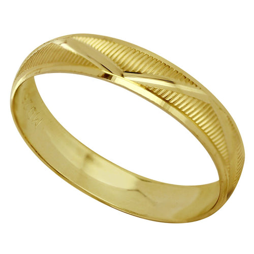 Anillo Argolla Matrimonio Rayada Diamantada Zig Zag Oro 10K