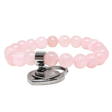Cargar imagen en el visor de la galería, Pulsera De Cuarzo Rosa Con Dijes De Corazón Dama