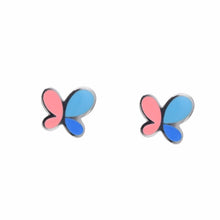 Cargar imagen en el visor de la galería, Juego de Collar y Aretes Mariposa Rosa y Azul Mujer