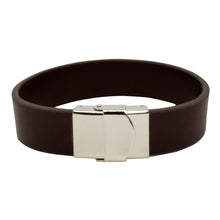 Cargar imagen en el visor de la galería, Pulsera de Piel Café Hebilla Gruesa Acero Inoxidable Hombre