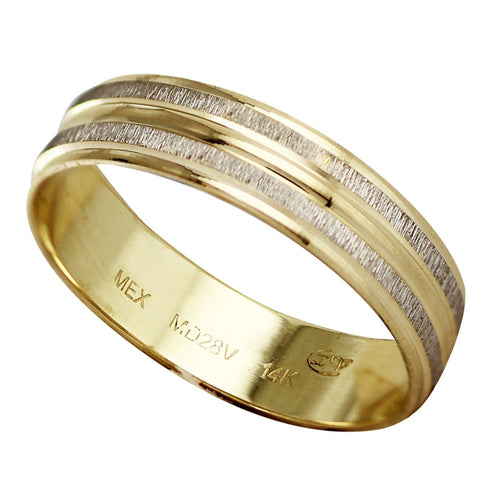 Anillo Argolla de Matrimonio Satinada Doble Euro Fit Oro 14k