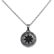 Cargar imagen en el visor de la galería, Juego de Collar Dije Brújula Timón Acero Inoxidable y Pulsera de Caucho Timón