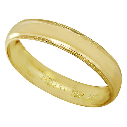 Anillo Argolla de Matrimonio Delgado Liso Ribeteada Oro 10K