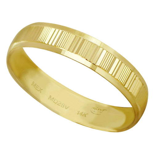 Anillo Argolla de Matrimonio Diamantada de Cuadro Oro 14k