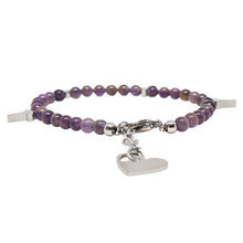 Cargar imagen en el visor de la galería, Pulsera Morada Dije De Cruz y Corazón Acero Inoxidable Dama