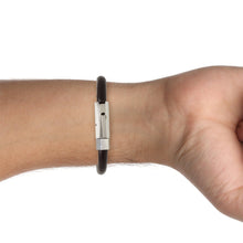 Cargar imagen en el visor de la galería, Pulsera Piel Redonda Café Borche Acero Inoxidable Hombre