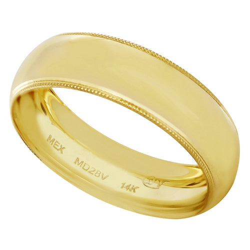 Anillo Argolla de Matrimonio Lisa Ribeteada Oro 14k