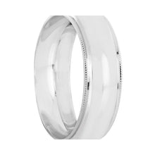 Cargar imagen en el visor de la galería, Anillo Argolla de Matrimonio Lisa Ribeteada Oro Blanco 10K