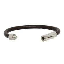 Cargar imagen en el visor de la galería, Pulsera Piel Redonda Café Borche Acero Inoxidable Hombre