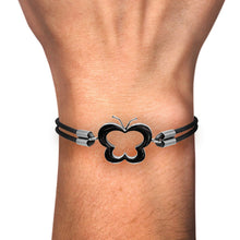 Cargar imagen en el visor de la galería, Pulsera De Caucho Con Mariposa Acero Inoxidable Mujer
