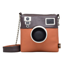 Cargar imagen en el visor de la galería, Bolsa Cartera Diseño de Cámara 3D Cuadrada Café Naranja