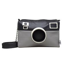 Cargar imagen en el visor de la galería, Bolsa Cartera Diseño de Cámara 3D Rectangular Negro Gris